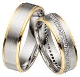 Linden Trauringe in Weiss- und Gelbgold mit 44 Brillanten - 1164/1165